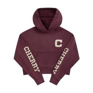 Cherry LA Cropped Hoodie in Vintage Maroon